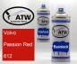 Preview: Volvo, Passion Red, 612: 400ml Sprühdose + 400ml Klarlack - Set, von ATW Autoteile West.